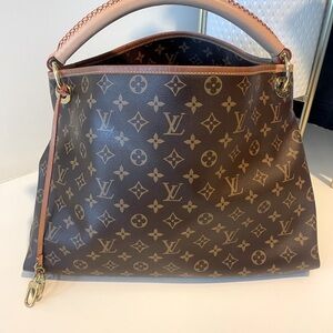 Louis Vuitton Brown Monogram Shoulder Bag with Gold Accents